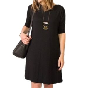 Sotela Swing Dress Sustainable Lagenlook Small Indie Staple Boat Neck Black Soft